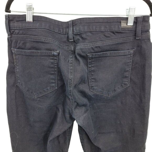 Paige Verdugo Crop Jeans 32 Black Overdye Midrise Ankle Stretch Skinny 5 Pocket - Picture 9 of 15